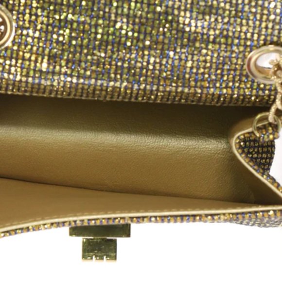 Chanel Mademoiselle Lock Crossbody Bag Quilted Glitter Fabric Mini - Picture 5 of 6